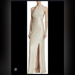 Laundry by Shelli Segal Elegant Gold Evening Maxi Gown 6